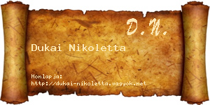 Dukai Nikoletta névjegykártya
